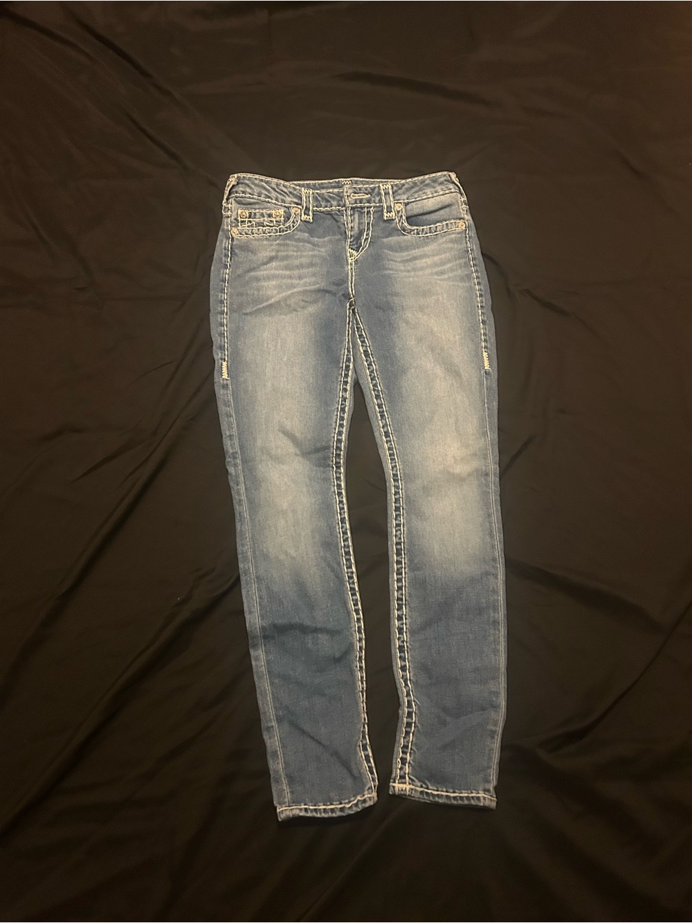 True Religion Light Blue Skinny Jeans with Contrast Stitching